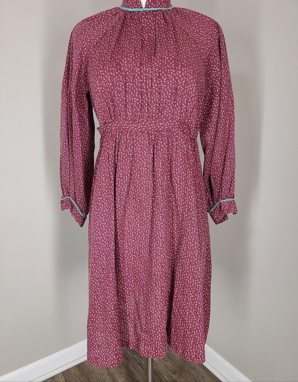 70s Vintage Yves Saint Laurent Cotton Mini Floral Prairie Dress Size Medium Rare